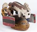 African carved and polychrome painted Yoruba Gelede helmet mask