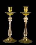 Pair of Venetian Hand Blown Glass Candlesticks