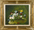 Contemporary oil on canvas still life with flowers