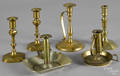 Six brass candlesticks