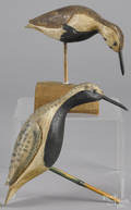 Two contemporary carved and painted shorebird decoys
