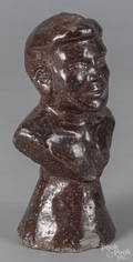American earthenware bust of a man
