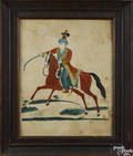 Watercolor on paper of a mounted Turkish horseman 19th c