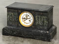 French Le Boutillier  Co slate and marble mantel clock