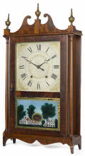 Chauncey Ives mahogany pillar and scroll mantel clock