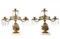 Pair of Gilt Bronze Candelabras w Lustres 20th C