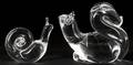 Two Steuben glass snails