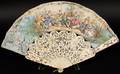 Ladies Hand Embellished Figural  Ivory Fan