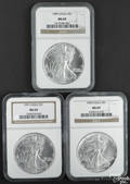 Three Walking Liberty silver Eagles