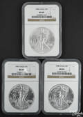 Three Walking Liberty silver Eagles