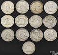 Thirteen Franklin half dollars