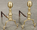 Pair of Federal brass andirons