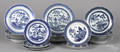 Twentythree Chinese export blue and white plates and soup bowls