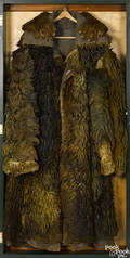 Western US buffalo hide long coat with gloves 19th c