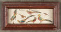 Primitive watercolor of golden pheasants