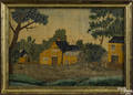 American folk art watercolor of an inn earlymid 19th c