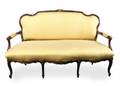 Louis XV Style Settee with Yellow Silk Upholstery
