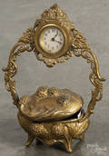 New Haven gilt metal art nouveau desk clock