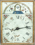 Reverse painted glass wall clock with Masonic symbols