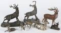 Assorted metal deer and stag figures