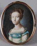 Continental miniature watercolor on ivory portrait of a woman