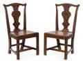 Pair of Carved  Stained Oak Side Chairs