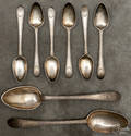 Pair of Philadelphia or New York bright cut silver spoons