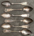 Six New York coin silver serving spoons