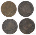 Four Connecticut colonial coins