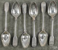 Set of six Philadelphia coin silver tablespoons