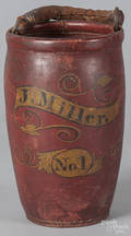 American painted leather fire bucket mid 19th c