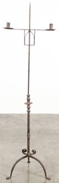 Wrought iron twobranch candlestand