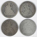 Four Seated Liberty half dollars