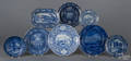 Eight pieces of historical blue Staffordshire plates