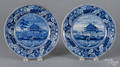 Two historical blue Staffordshire  Nahant Hotel near Boston  plates