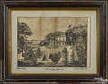 Maryland charcoal drawing of a Victorian house overlooking a river late 19th c