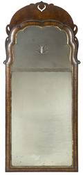 George II walnut veneer looking glass