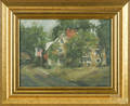 Contemporary oil on canvas landscape with a house