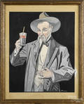 Gouache illustration of a gentleman raising a glass