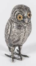 English silver owlform scent bottle