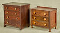 Miniature stained pine chest of drawers