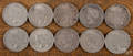 Ten silver Peace dollars