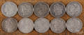 Ten Morgan silver dollars of various dates and conditions