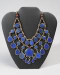 A Central Asian Lapis and Silver Bib Necklace