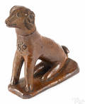 Pennsylvania redware seated spaniel 19th c