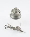 A Pewter Inkwell and Pewter Wick Trimmer