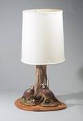 A Table Lamp with Figural Quail Base