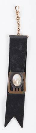 Leather Watch Fob w Mabe Pearl