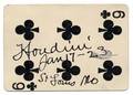 186 Houdini Harry Signed and inscribed playing card