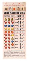 251 Slot Machine Dice on Payout Card Exclusive 1949
